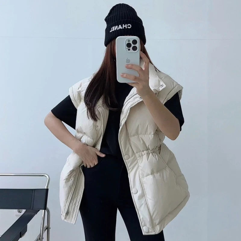 Warm Casual Lace-Up Thick Cotton Padded Vest for Women