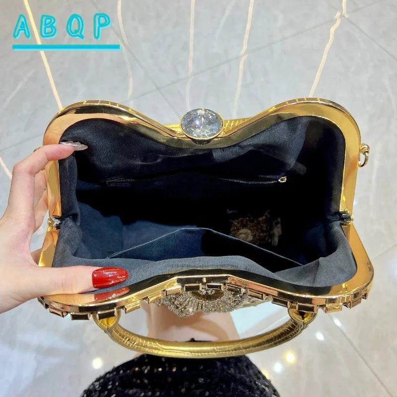 New Women's Dinner Bag with Diamonds Shiny Dinner Party Handbag Luxury Brand Diamond-encrusted Fashionable Women's Shoulder Bag