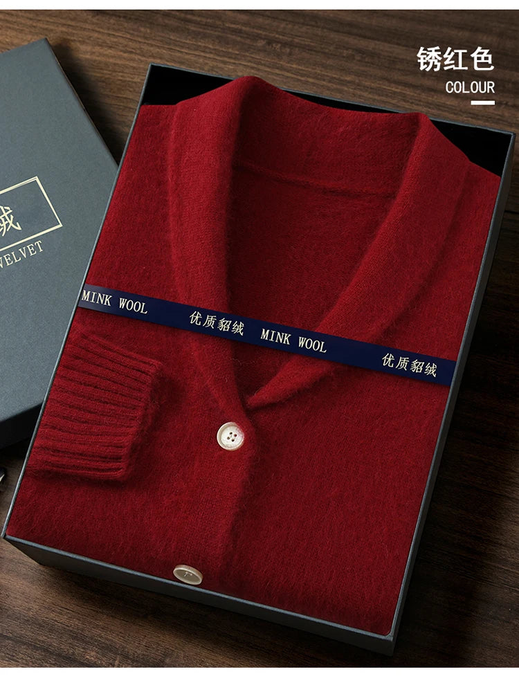 Warm Winter Wool Knit V-Neck Pocket Cardigan for Women