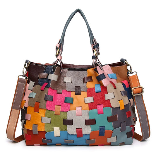 Ladies' bag, ethnic style, colorful European and American woven handbag, one shoulder crossbody beach bag, vegetable basket bag