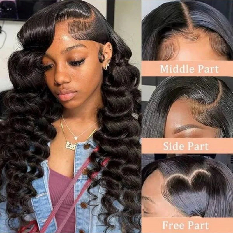 Pre Plucked Deep Wave Lace Front Human Hair Wig for Women