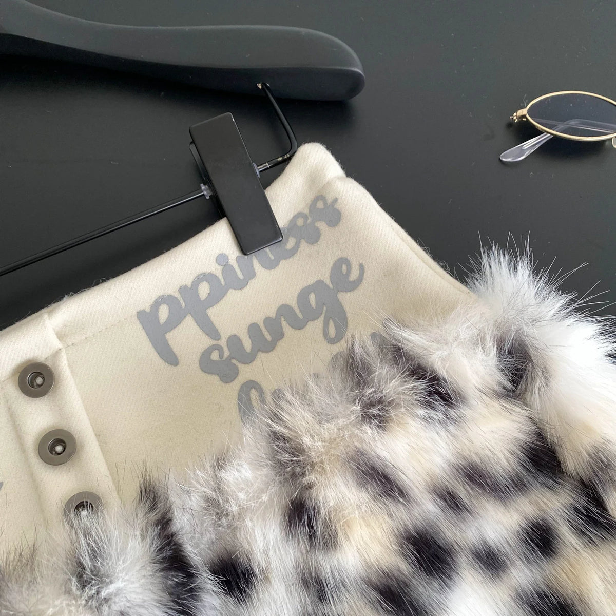 Leopard Print Furry A-Line Mini Skirt With Zipper for Women