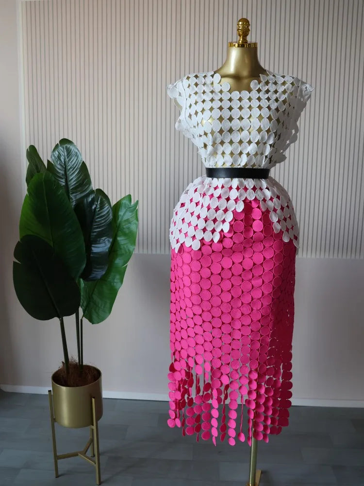 Stylish Cutout Crop Top And Maxi Skirt Two Piece Set for Women