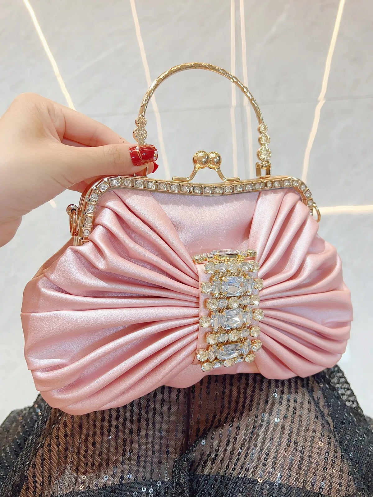 New Dinner Women's Bag Luxury Brand Fashion Handmade Diamond Women's Handbag Shiny Banquet Mini Shoulder Bag High Quality