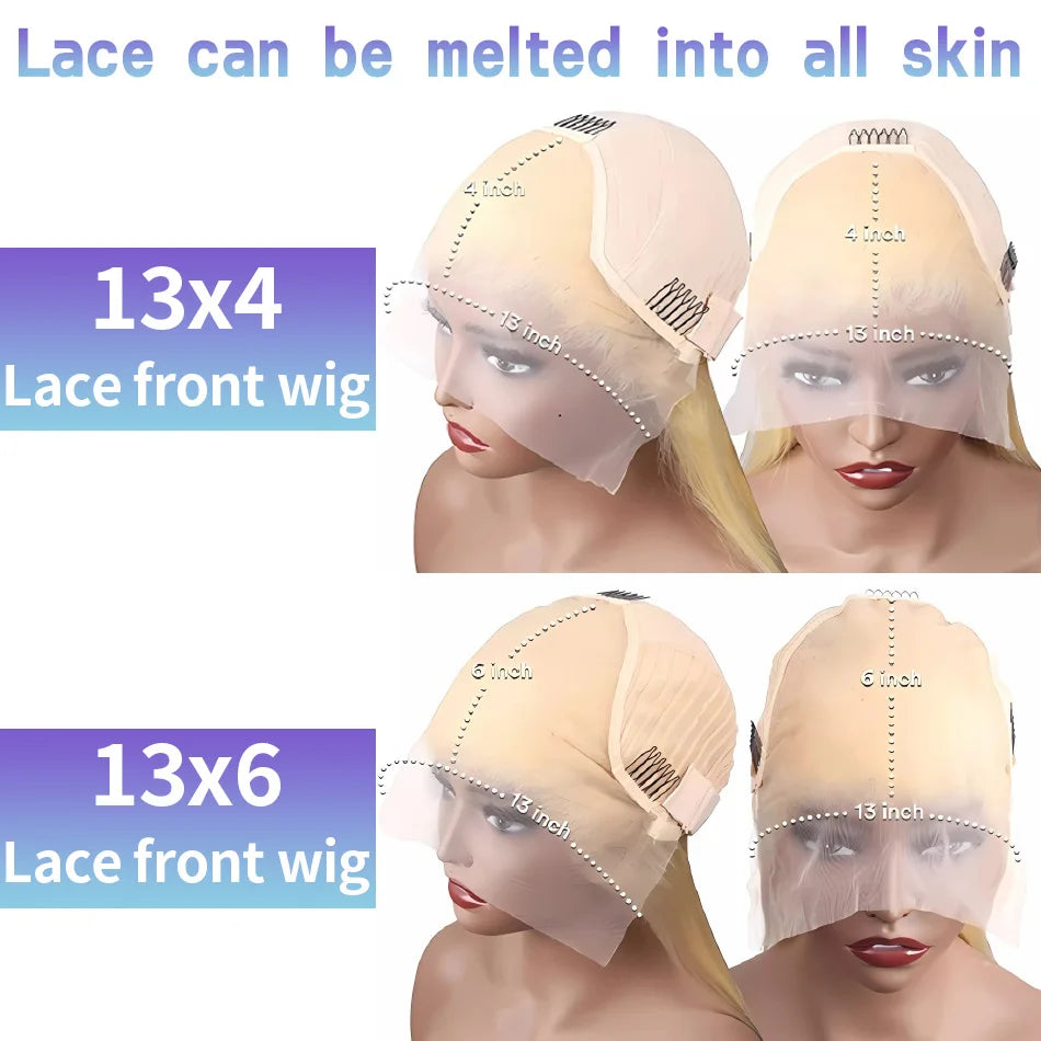 Honey Blonde Deep Wave Lace Front Human Hair Wig for Women