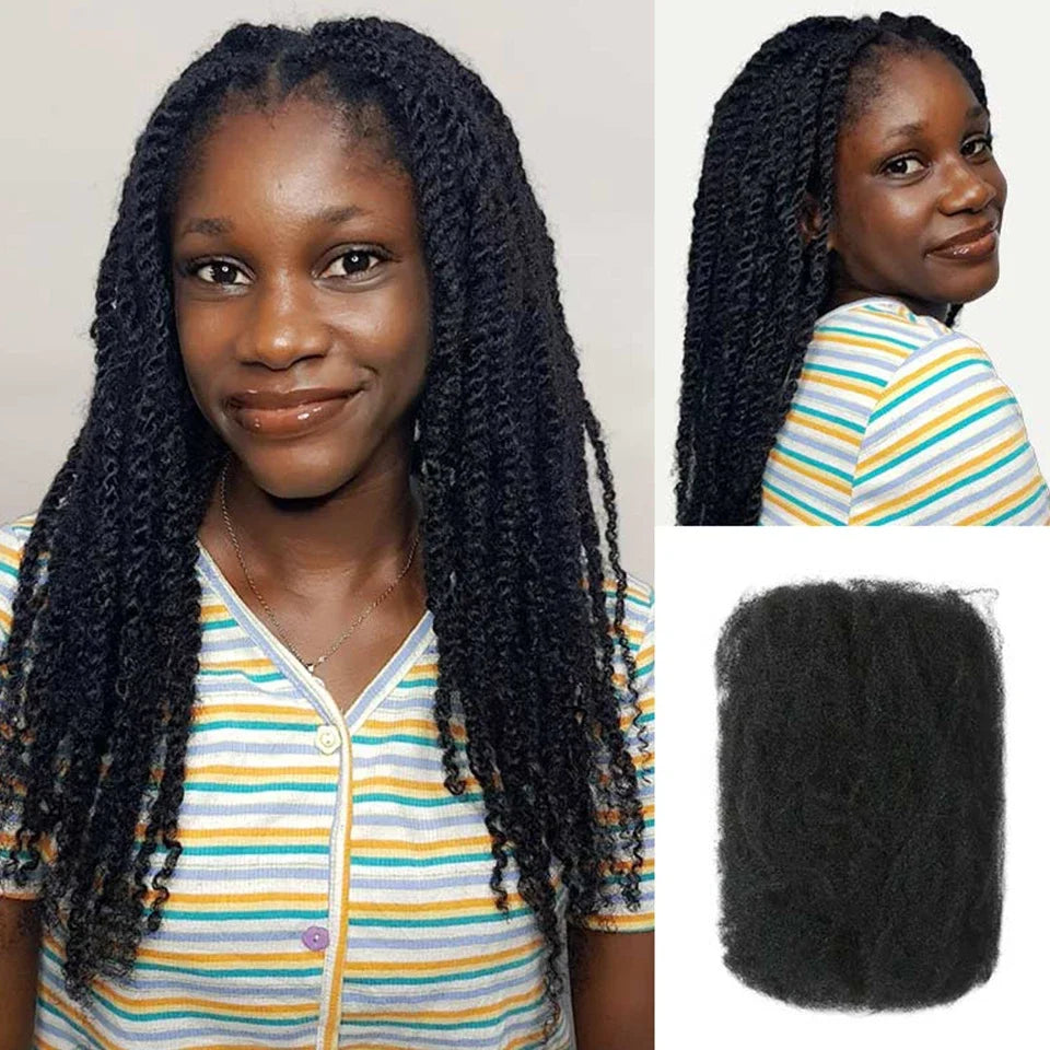 Natural Afro Kinky Bulk Braiding Hair Extensions for Women