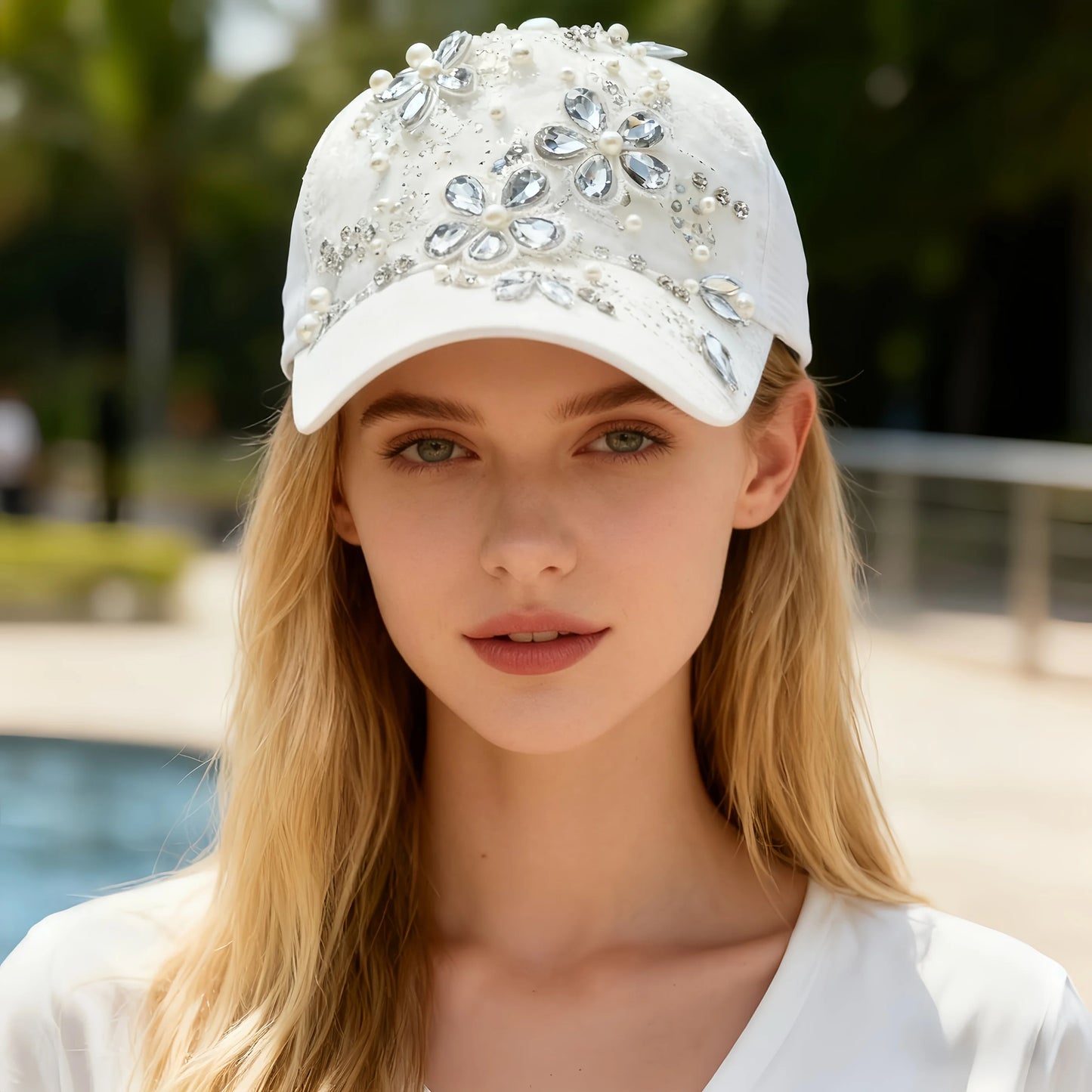Black Luxury Steampunk Rhinestone Baseball Cap for Women
