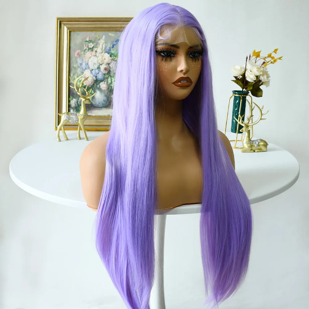Grey Straight Lace Front Wig With Preplucked Hair for Women