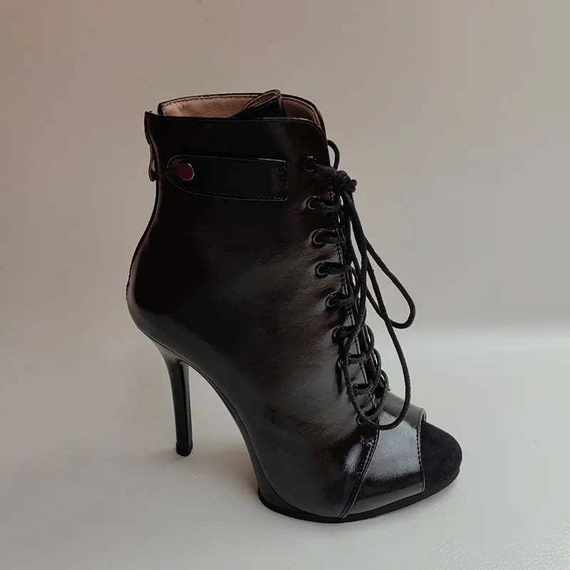 High Heel Lace Up Latin Dance Ankle Boots for Women