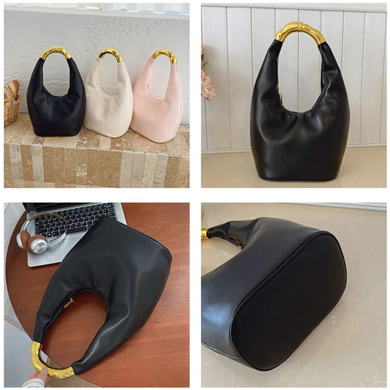 Soft Leather Top Handle Tote Bag