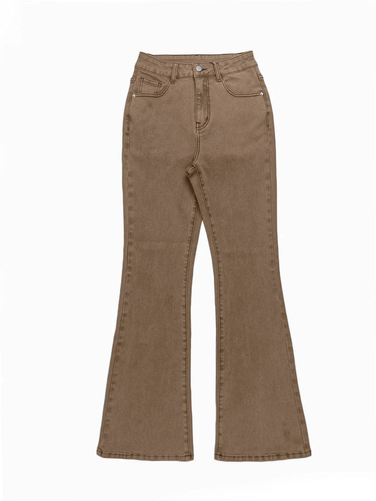High Waisted Flared Slim Fit Jeans With Pockets for Women