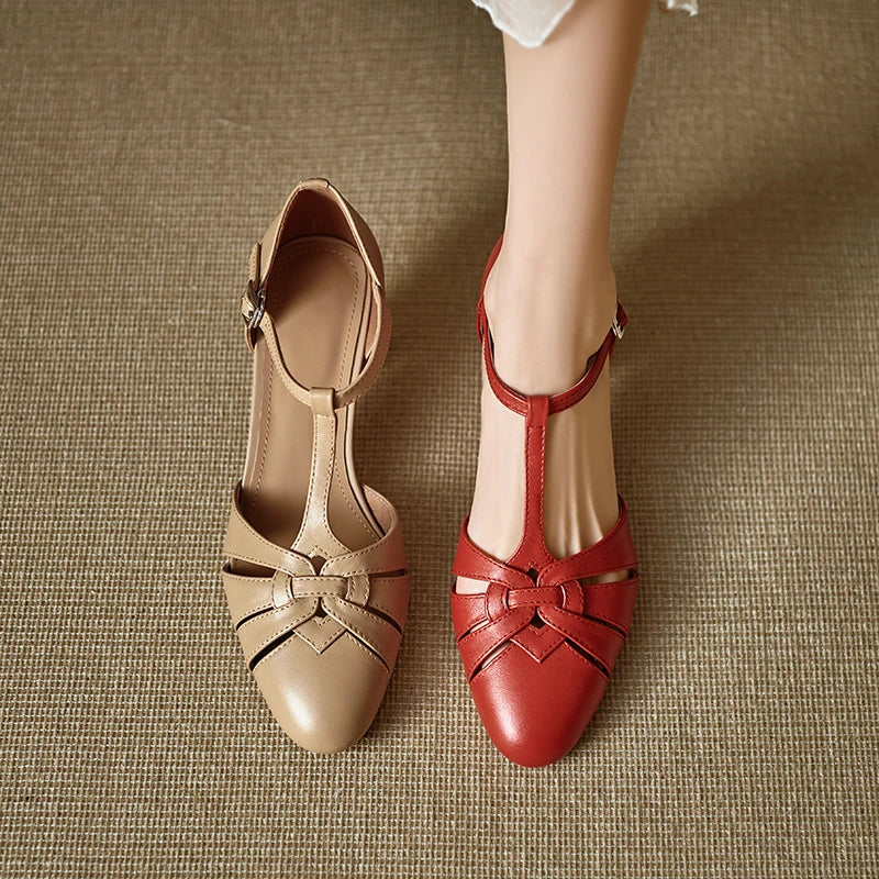 Elegant High Heel T Strap Sandals With Closed Toe for Women