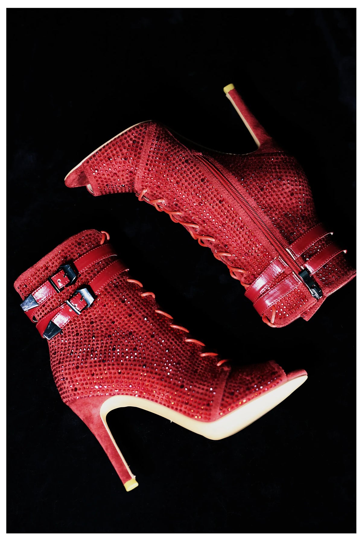Peep Toe Ankle Stiletto Latin Dance Heels for Women