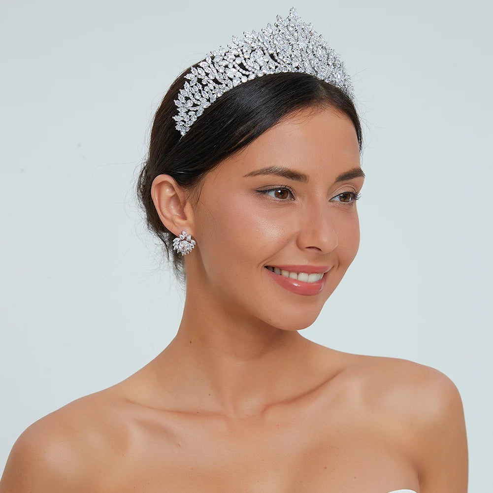 Elegant Silver Crystal Bridal Tiara Crown For Women