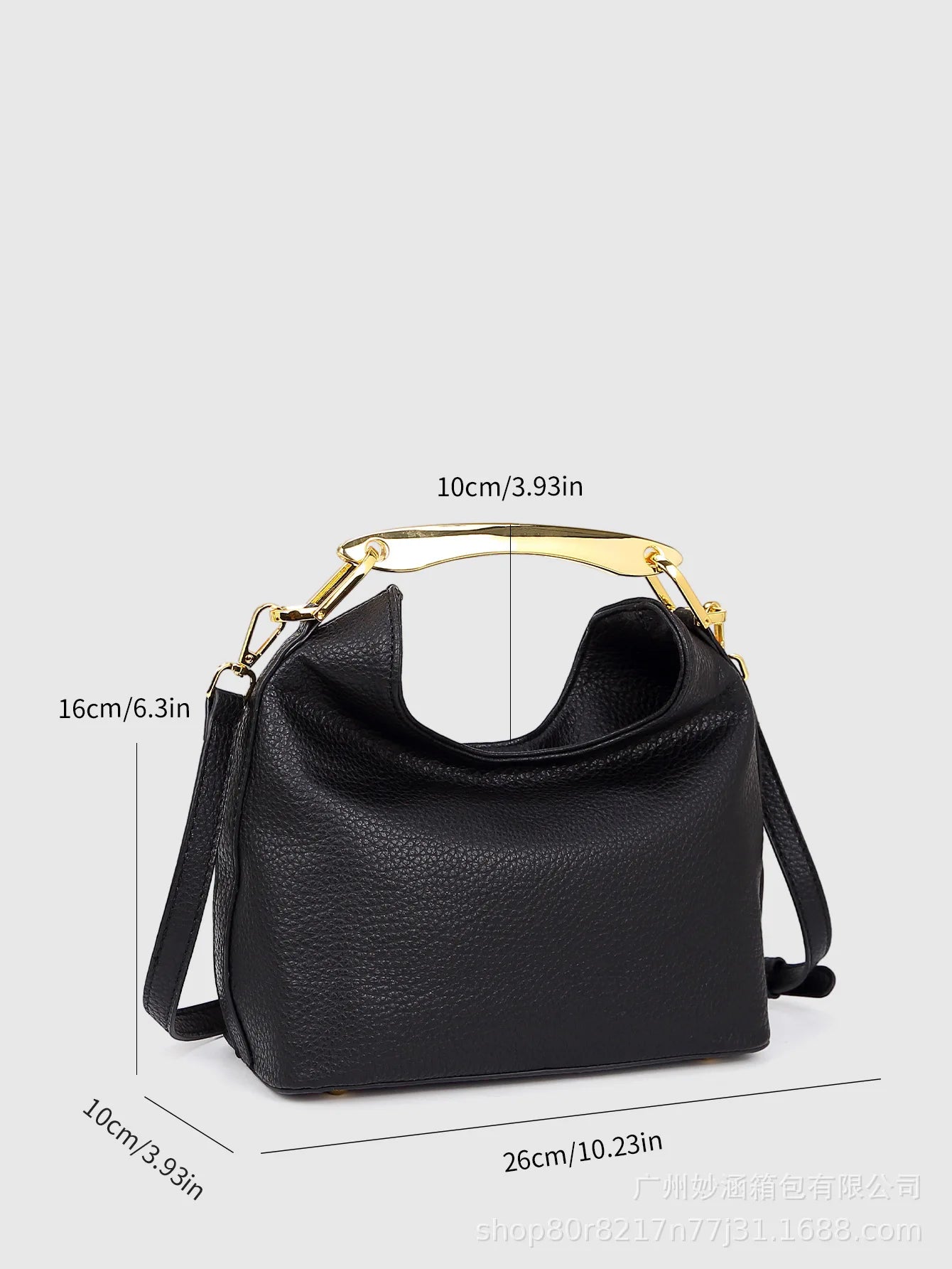 Luxury Texture Women's Bag Lychee Pattern Metal Handle Shoulder Bag Evening Clutch Bag Fashion Designer Half-moon Crossbody Bag