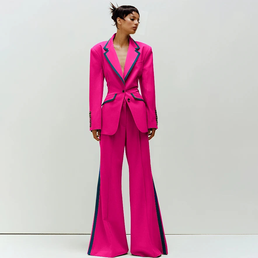Tailored Notched Collar Two Piece Suit Set For Women