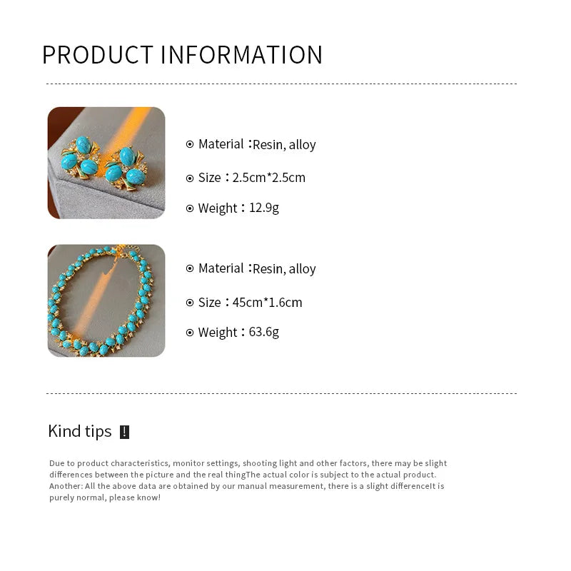 Floral Resin Necklace and Earring Set