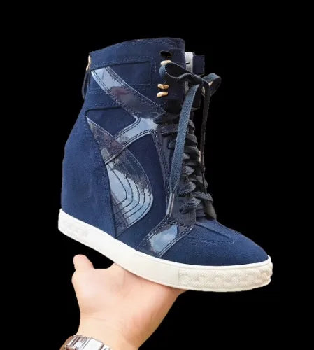 Casual Patchwork Buckle Strap Hollow Out Wedge Ankle Boots for Women