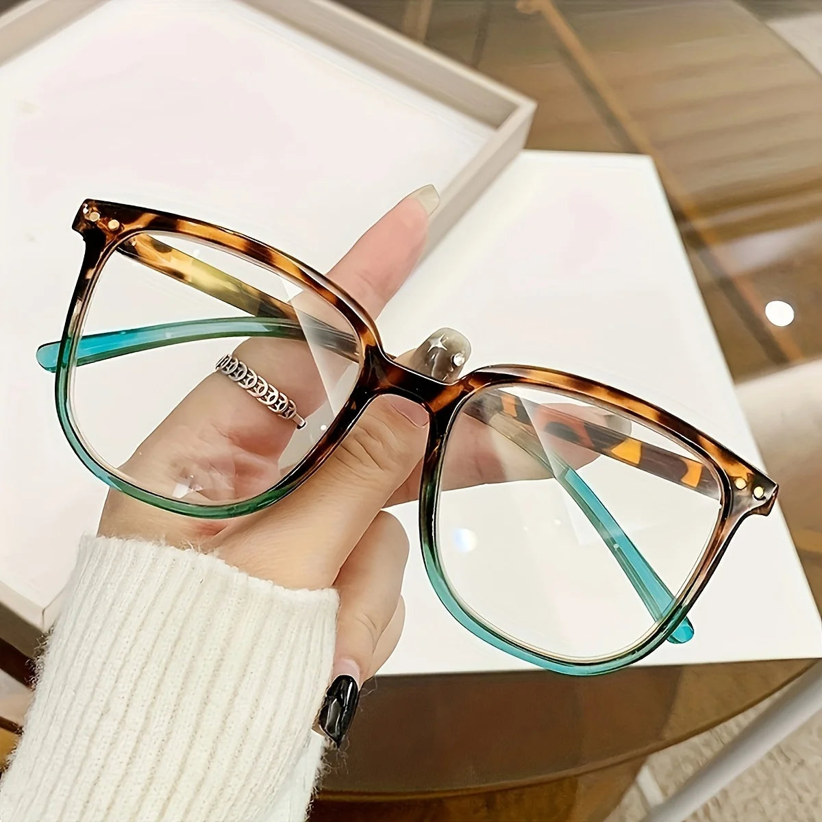 Large Square Frame Fashion Glasses