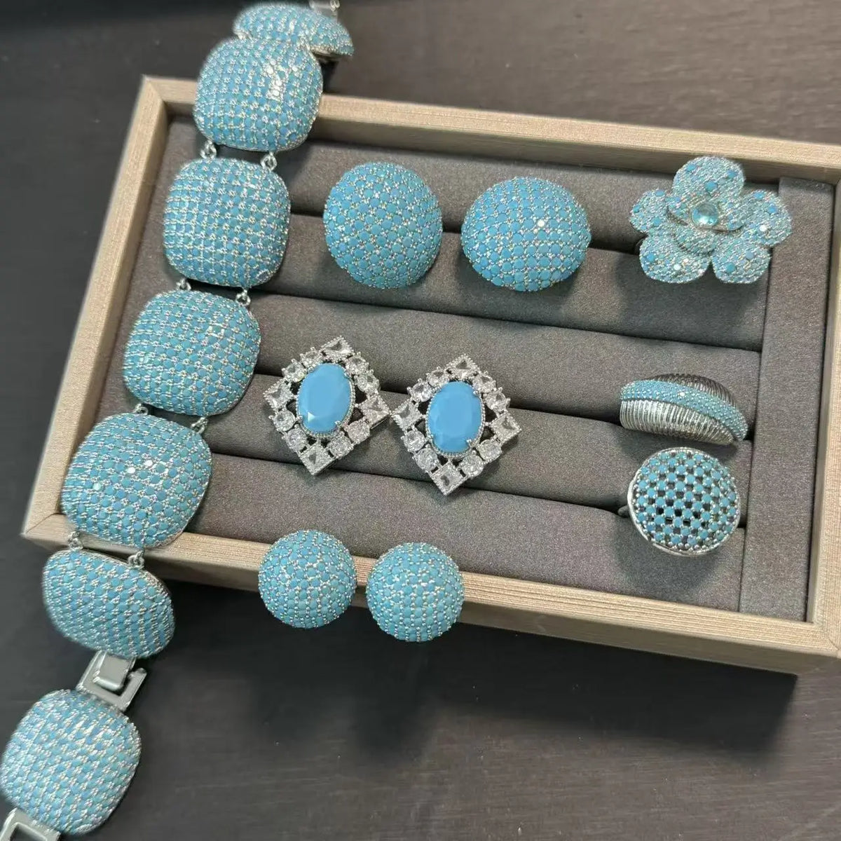 Lapis Lazuli Bracelet, Earring, and Ring Jewelry Set for Women