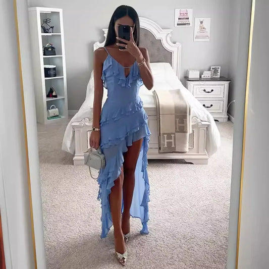 Flounced Edge Maxi Dress