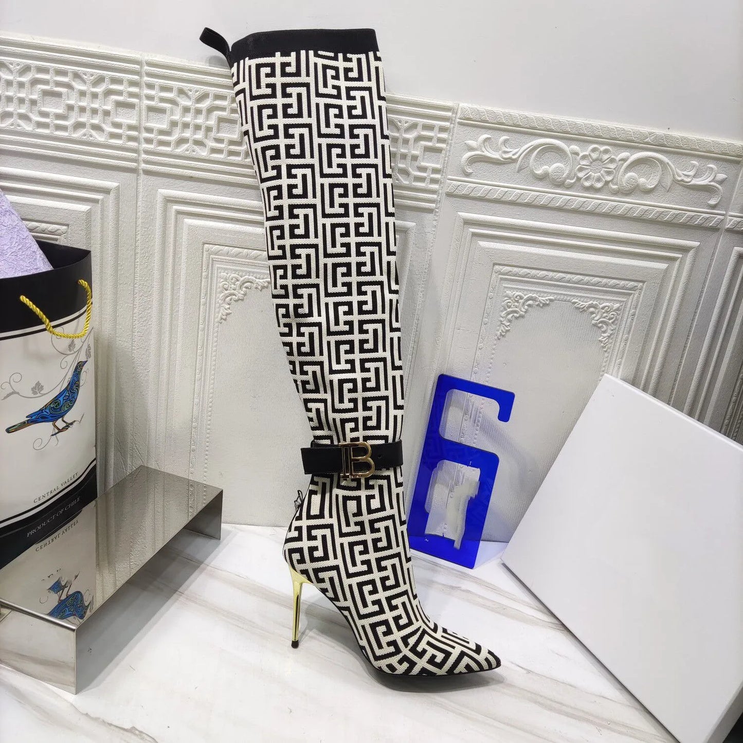 Over The Knee Stretch Pointed Toe With Buckle Sock Boots For Women