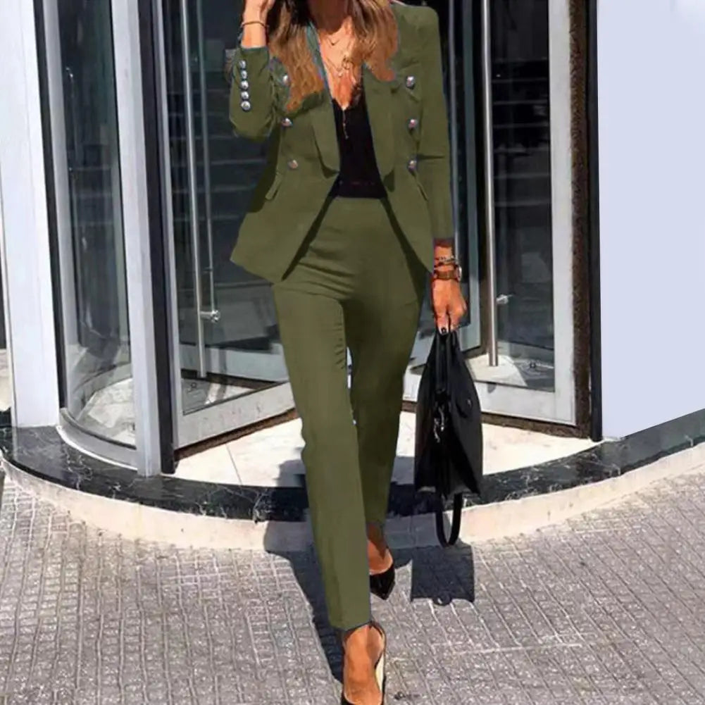 Women s Business Pant Suit Dressy Jackets High Waisted Pants Set Two Piece Formal Outfit for Work Office