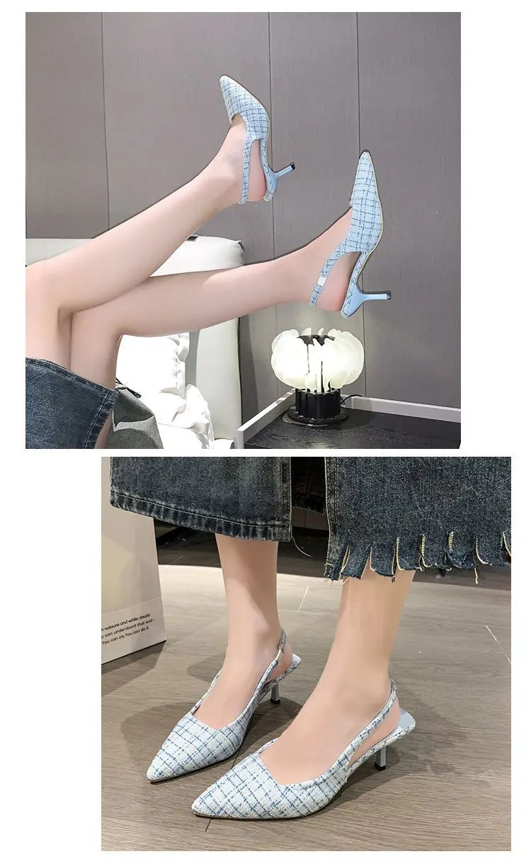Elegant Blue Pointed Toe Slingback Pumps for Women
