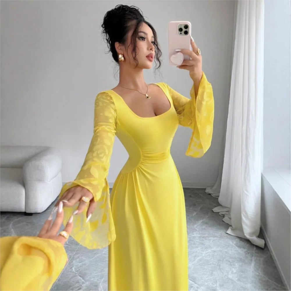 Elegant Solid Color Classic A-Line Midi Dress for Women