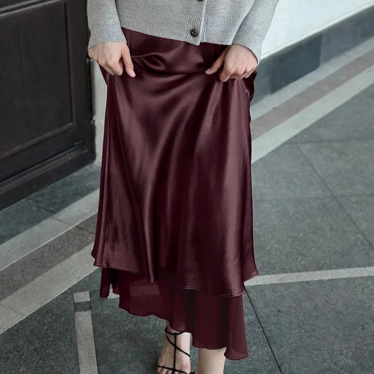 Draped Satin Maxi Skirt