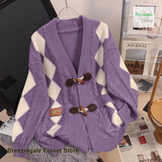 Korean Style Loose Knit Plus Size Cardigan for Women