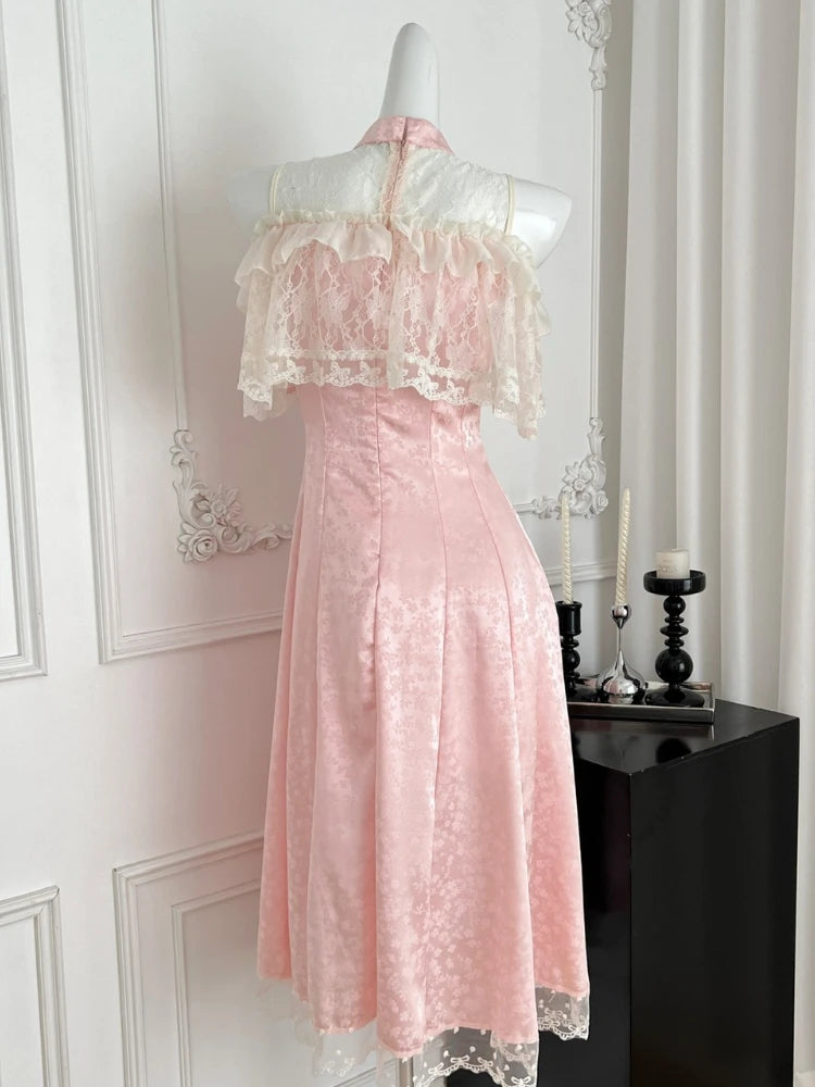 Off-Shoulder Lace Bow Dress