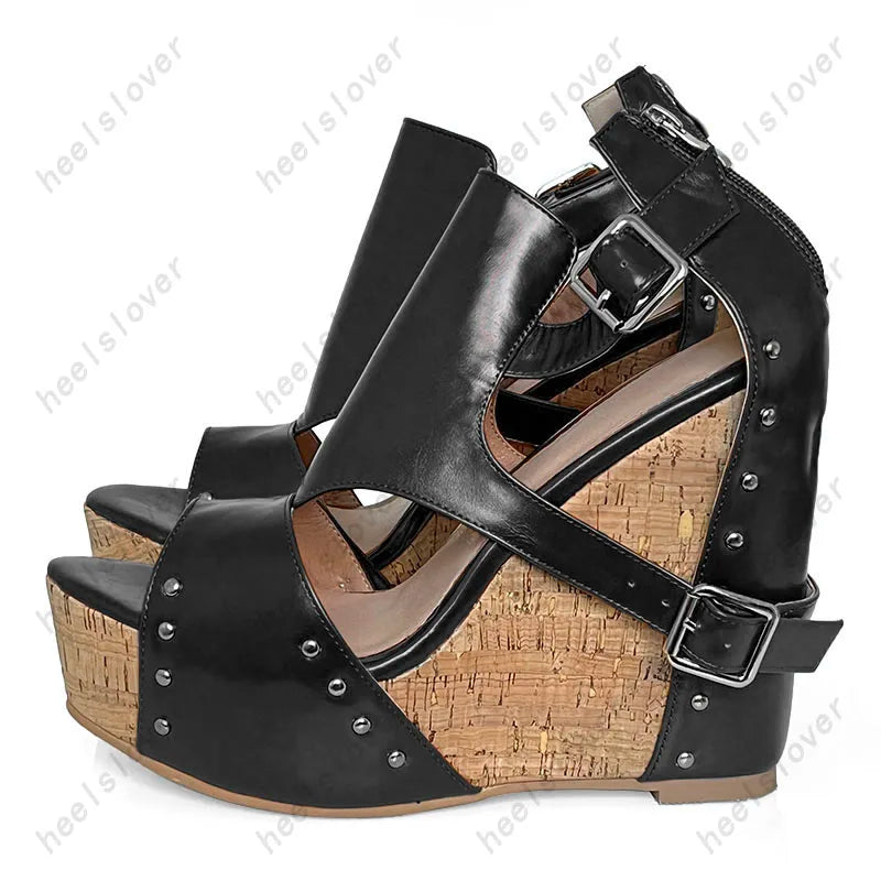 Super High Platform Open Toe Wedge Sandals For Women