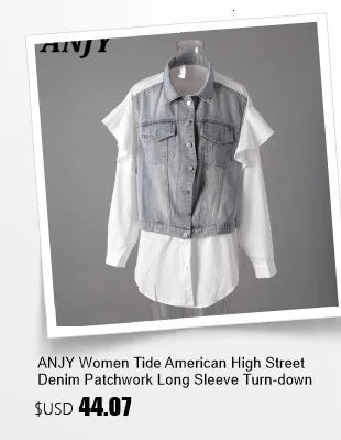 ANJY Summer New Women American Style Vintage Fashion Slim Fit Denim Short Jacket Stand Collar Puff Sleeve Washed Ins Coat A24293