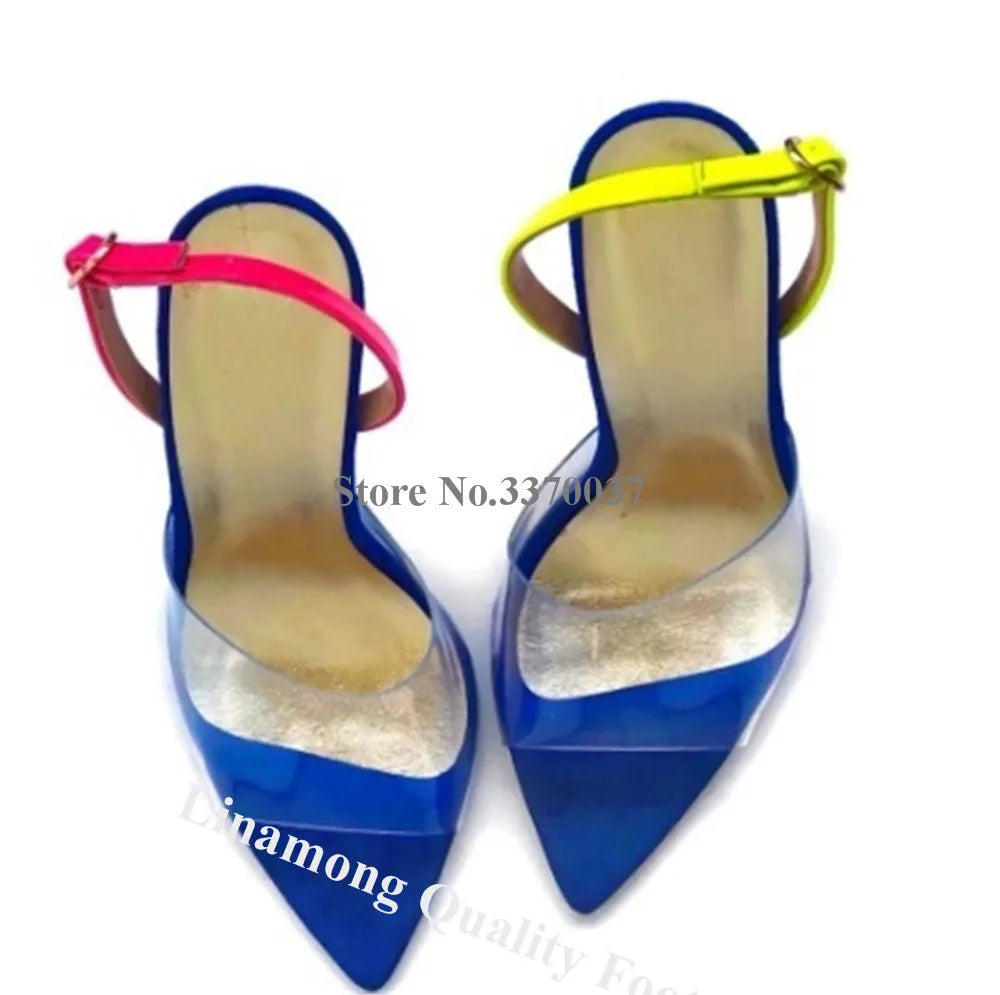 Clear PVC Ankle Strap Open Toe Stiletto Heels For Women
