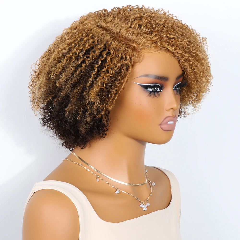 Glueless Kinky Curly Human Hair Lace Bob Wig for Women