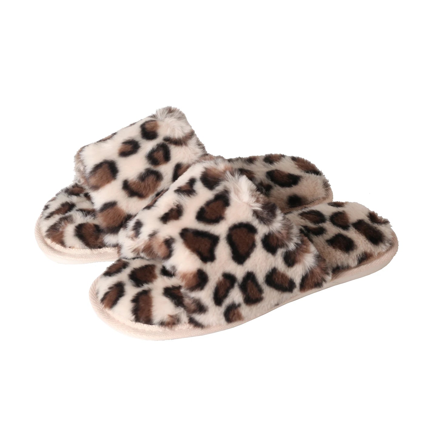 Warm Leopard Plush Indoor Slippers