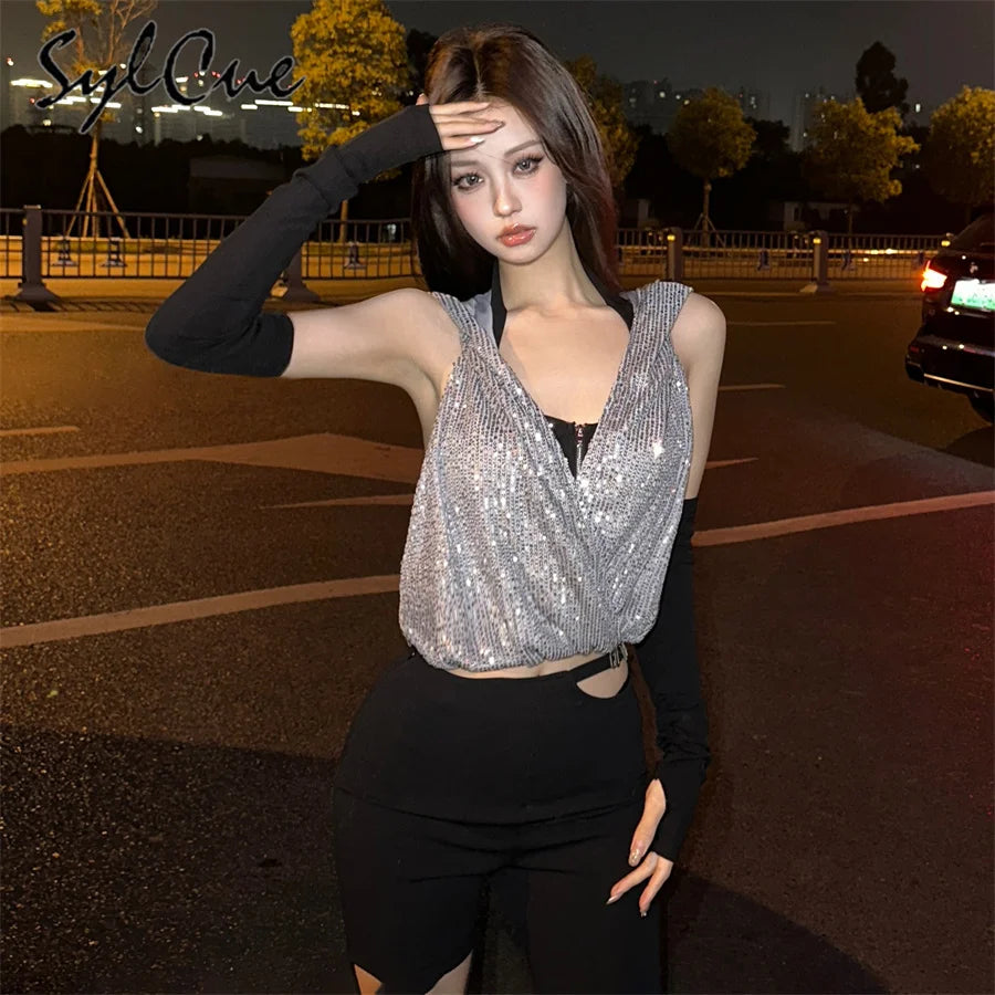 NIBBER 2026 Spring New Contrast Color Fashionable Personalized High Street All-match Stacked Cool Casual Women's Hooded Top Suit