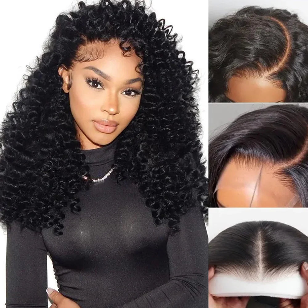 Pre Plucked Glueless Deep Curly Human Hair Wig for Women