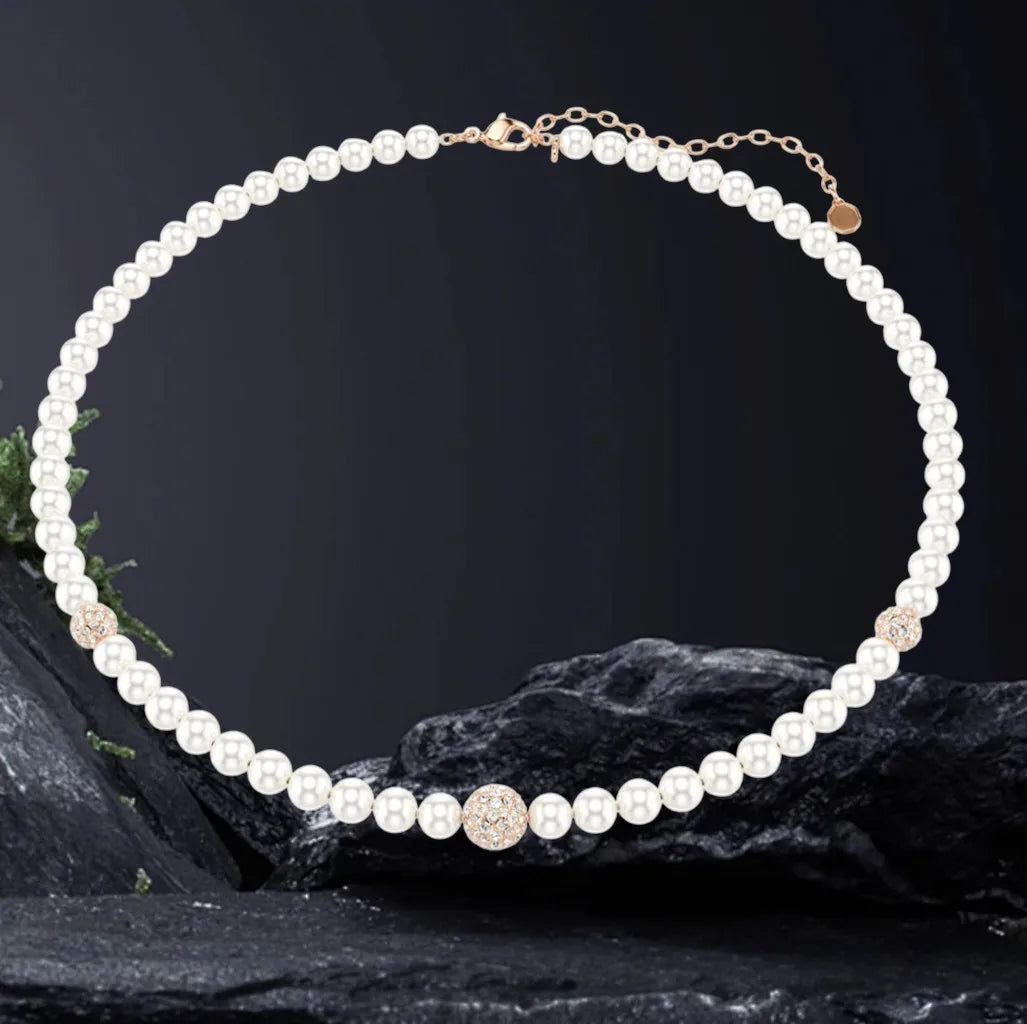 Elegant Silver Crystal Necklace and Earring Set for Women