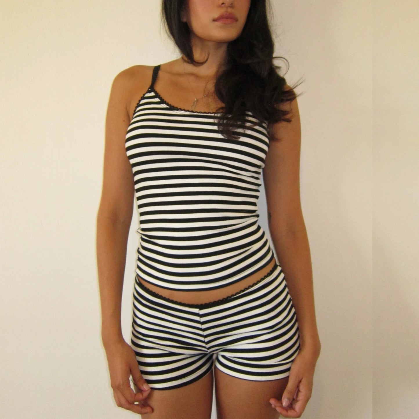 Two Piece Vintage Polka Dot Striped Lounge Set for Women