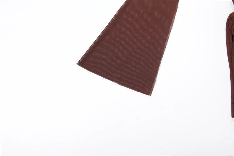 Nibber Waistless Patchwork Mesh Dress Woman o-Neck Full Sleeve Ruffle Hollow Design Midnight Club Party Sexy Fashion Bodycon