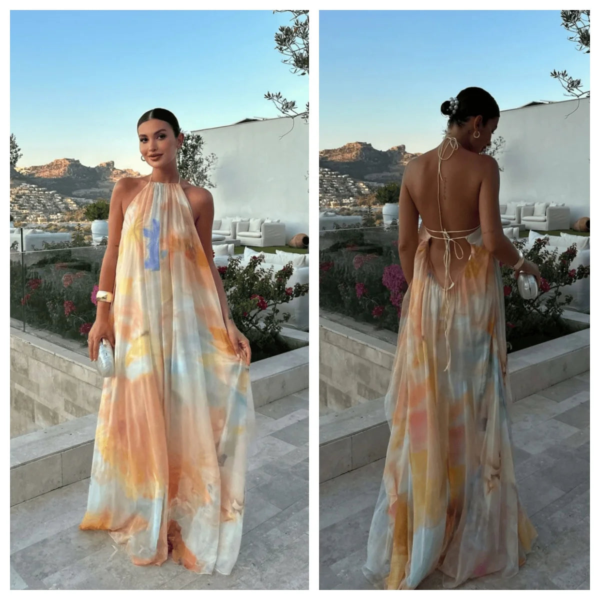 Bohemian Backless Printed Elegant Maxi Dress for Women