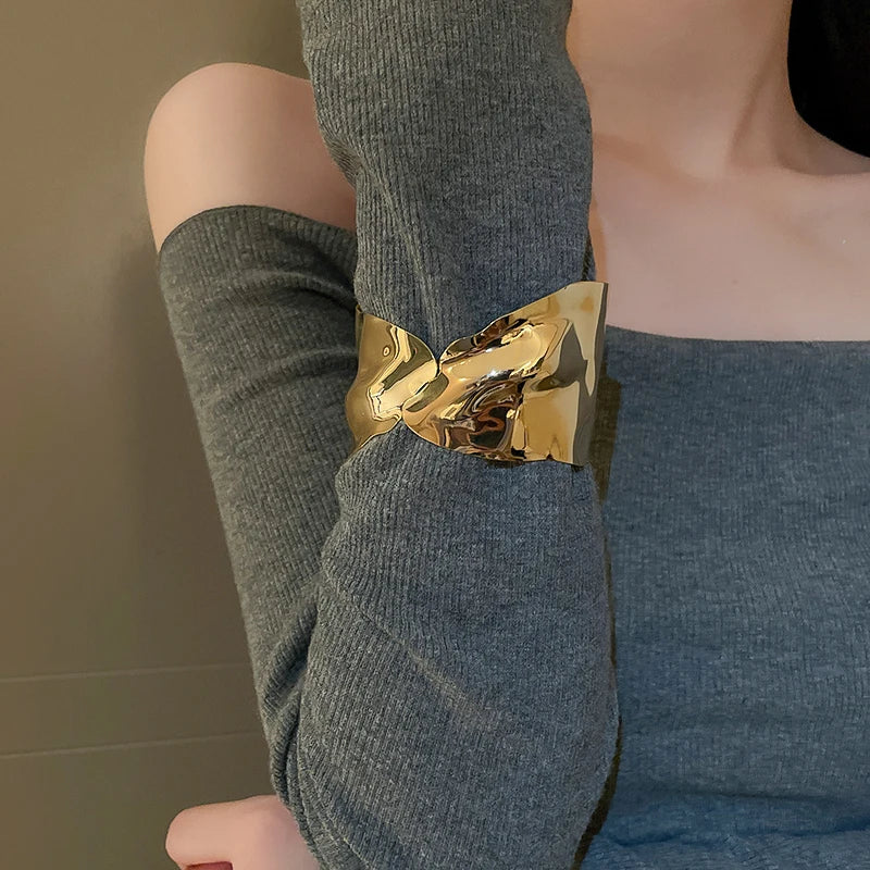 Layered Geometric Metal Cuff Bracelet