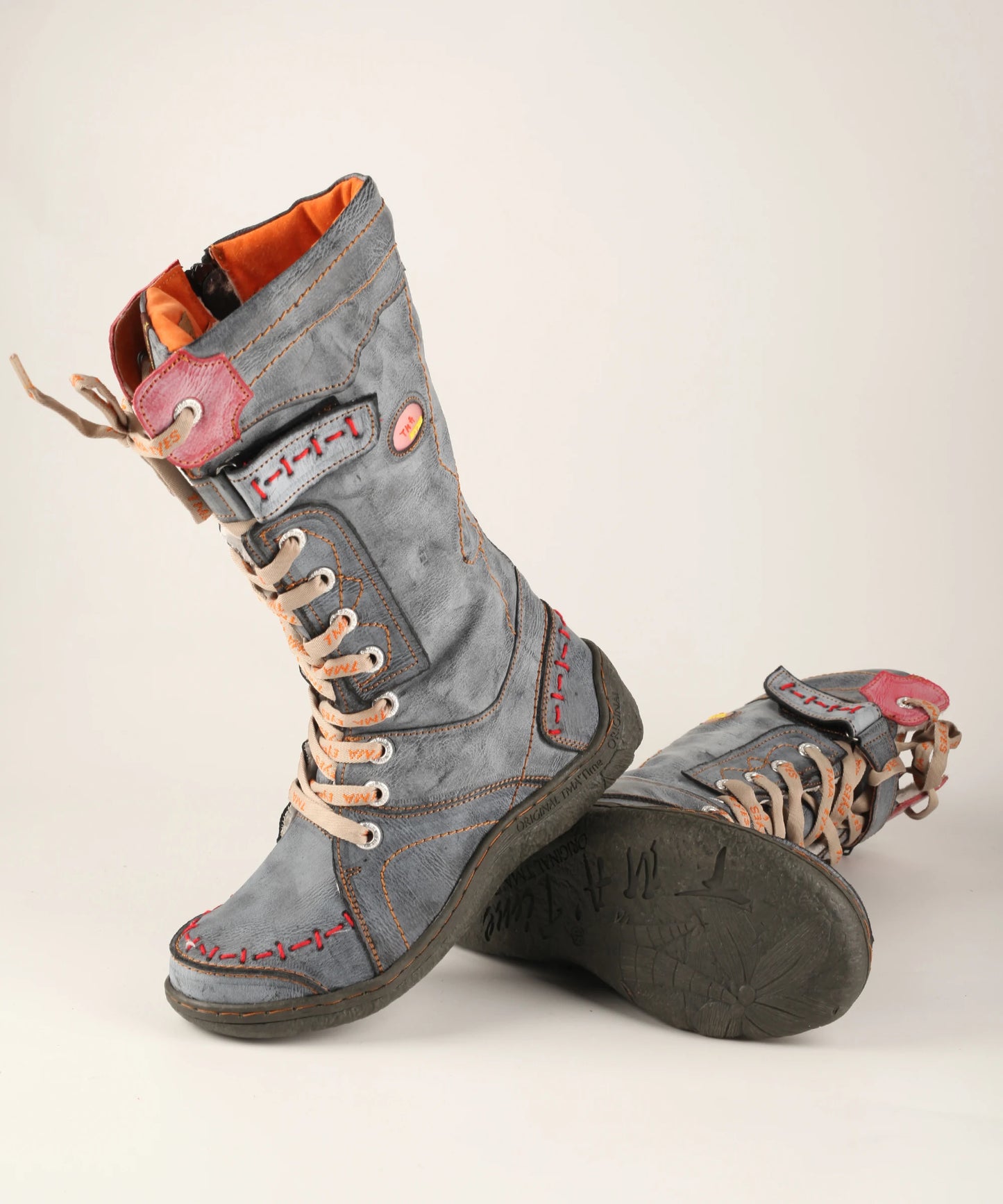 Hand Stitched Leather Mid Calf Boots