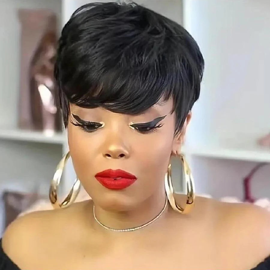 Straight Pixie Cut Synthetic Bob Wig With Comfortable Cap For Women
