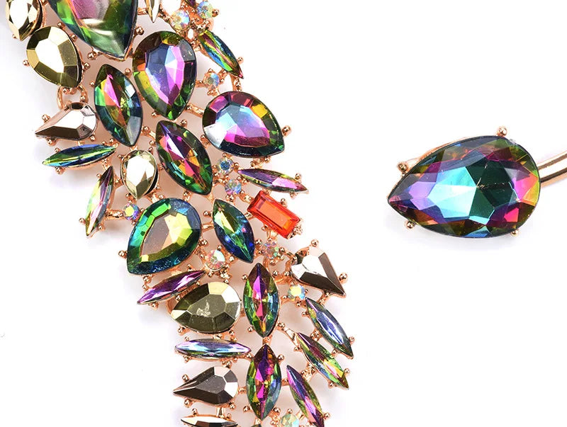 Green Crystal Open Collar Choker Necklace for Women