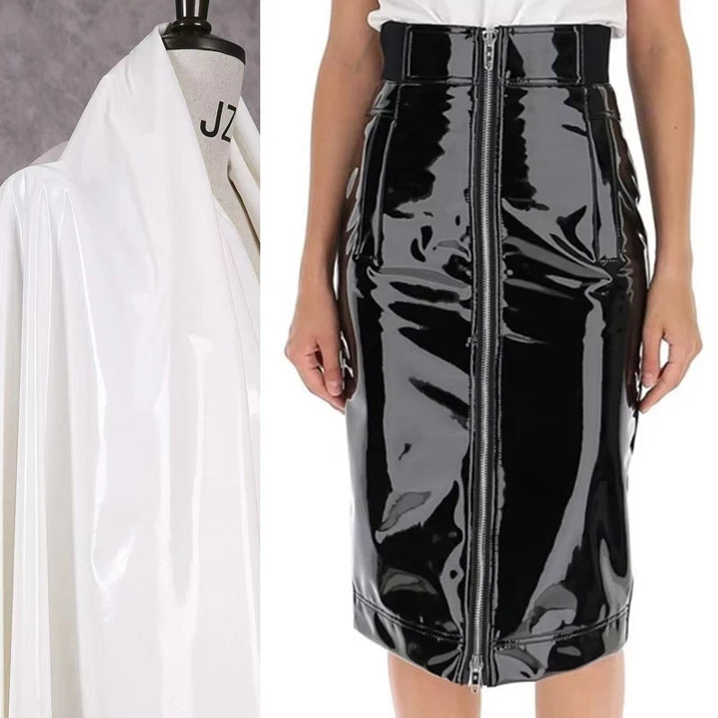 Gothic Glossy Patent Leather High Waist Pencil Skirt For Women