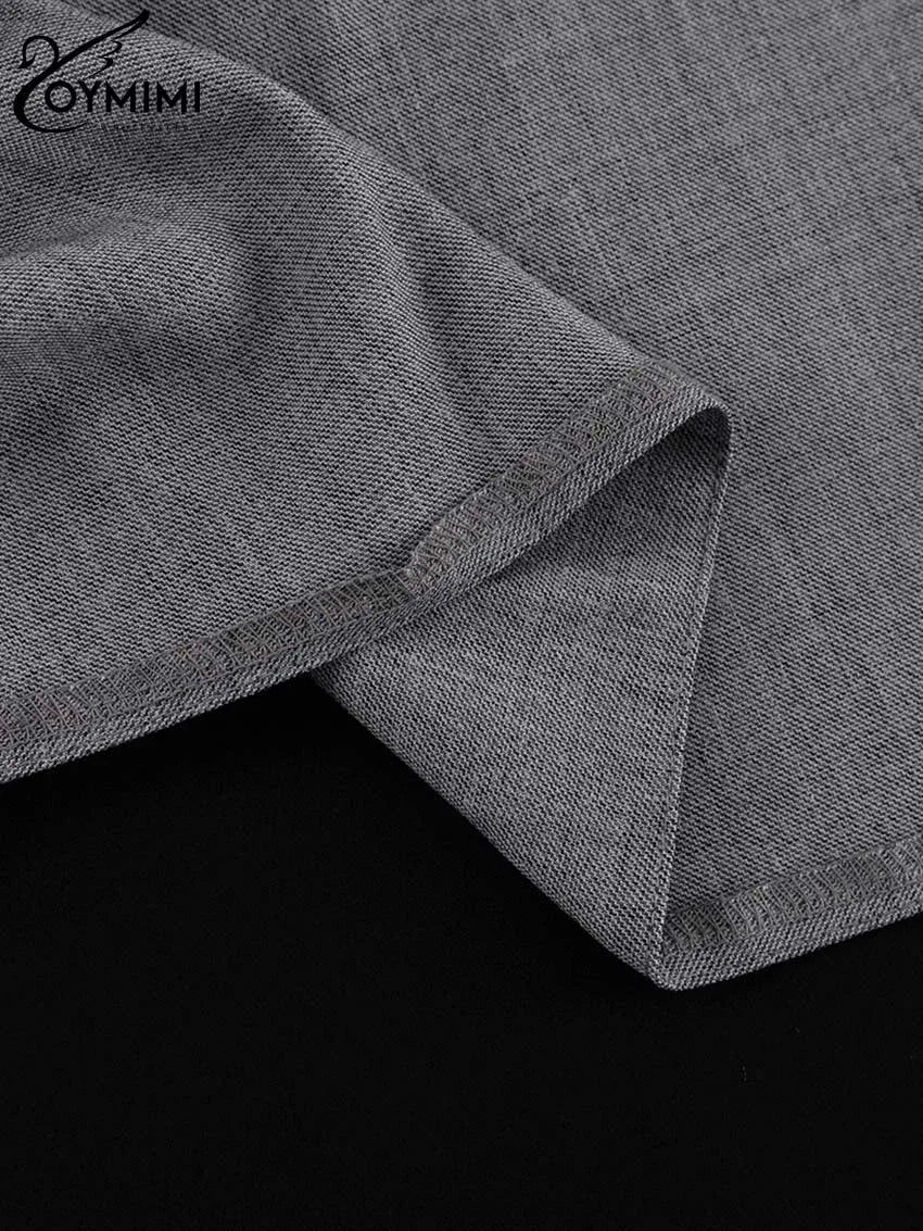 Oymimi Elegant Grey Loose Skirts For Women Casual High Waist Pleated Skirts Fashion New Solid Ankle-Length Skirts Streetwear