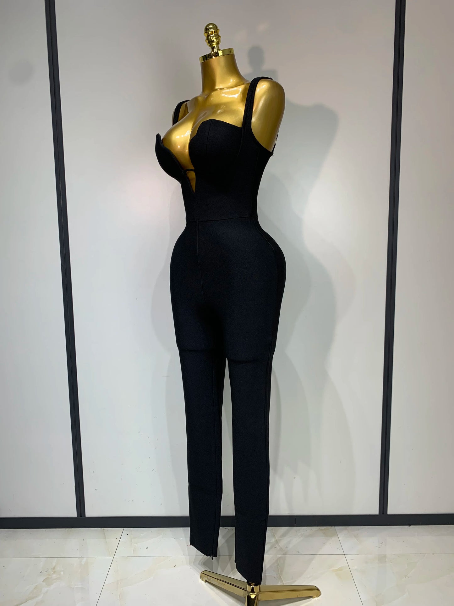 Women Sexy Sleeveless V-Neck Bodycon Bandage Jumpsuit Celebrate Birtyday Fancy Club Party Cocktail Outfit Evenin Party Gown